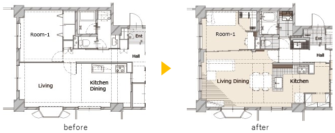 フランスの思い出を再現!白と青のタイルが映えるL型キッチン_間取図