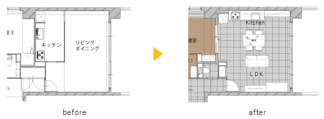 木の温もりと広々空間!壁一面に広がるI型キッチン_間取図