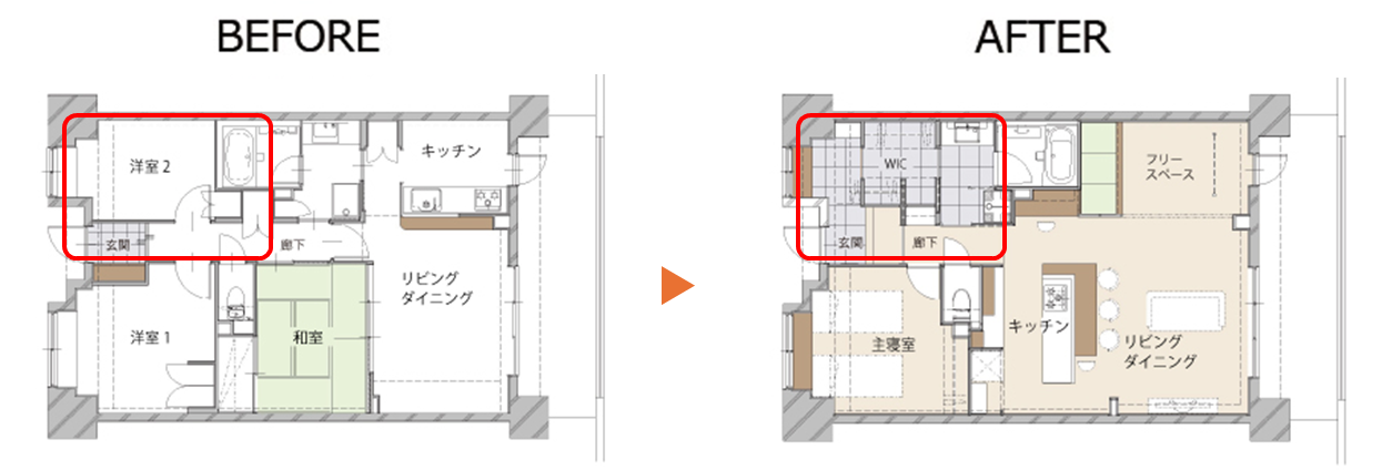 リノベーションプラン 成功のポイント 動線を工夫した事例